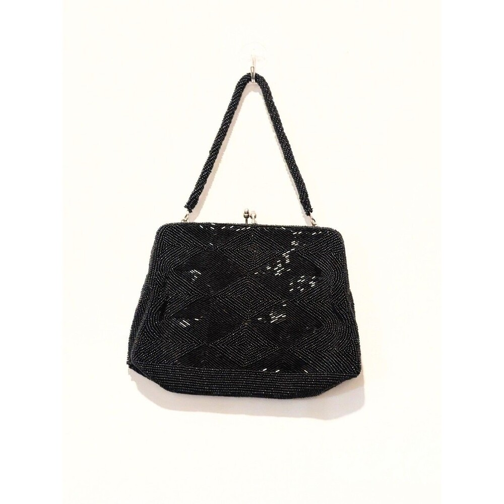 Vintage Black Gold Beaded Retro 50's Whimsy Goth Indie Bag